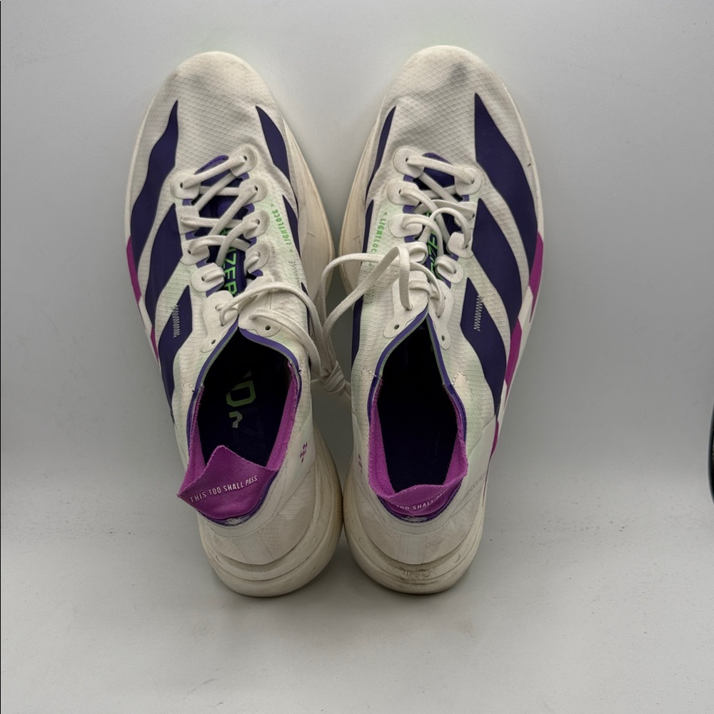Adidas Adizero Adios Pro 4 men’s 10 White and Purple Athletic Shoes S7 - Picture 4 of 6